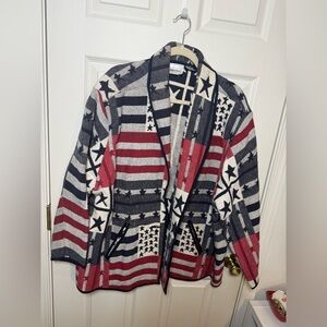 Vintage Fashion Bug Navy and Cream Star Pattern Cardigan